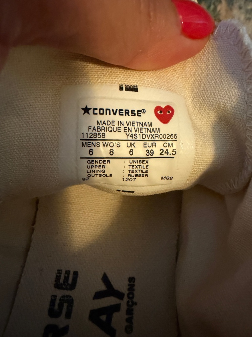 CONVERSE X PLAY COMME DES GARÇONS size 8 - Picture 11 of 11